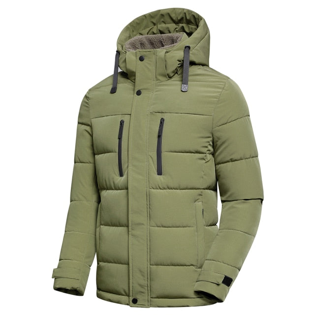 Classic Warm Fleece Detachable Hat Parkas Jacket Coat