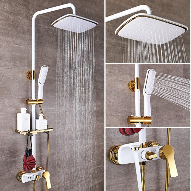 White Gold Bathroom Shower System