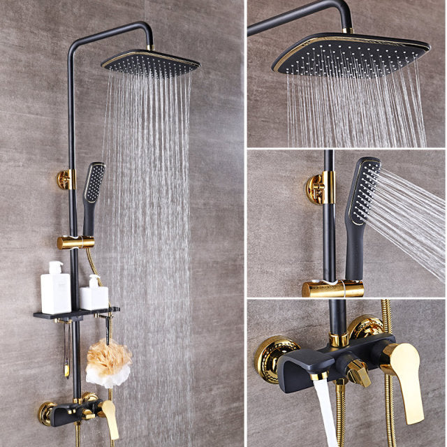 White Gold Bathroom Shower System