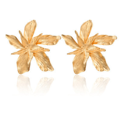 Elegance Gold Big Flower Drop Dangle Earring