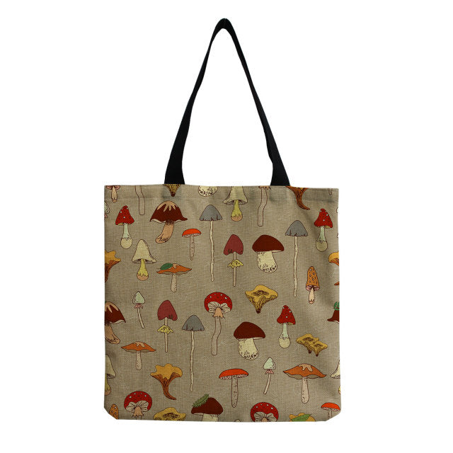 Bright Colors Cartoon Mushroom Printed Bag