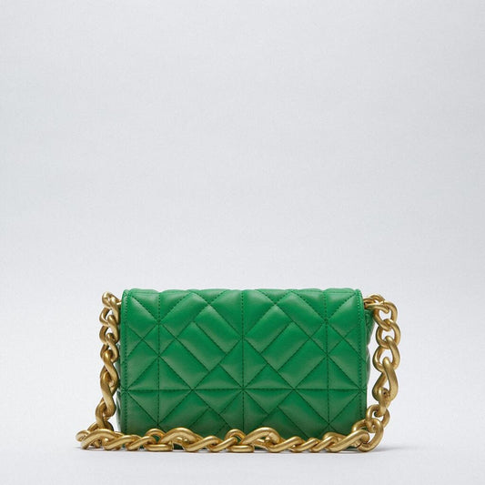 Thick Chain Quilted Shoulder Purse