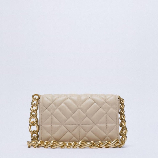 Thick Chain Quilted Shoulder Purse