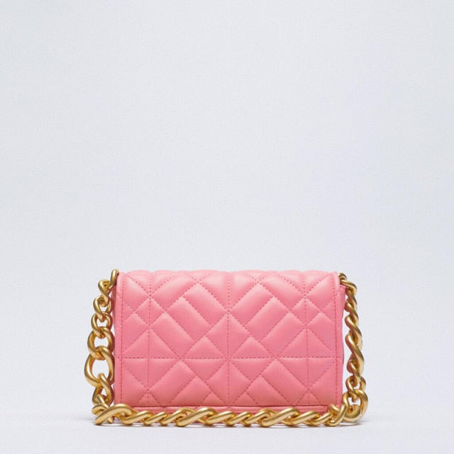 Thick Chain Quilted Shoulder Purse