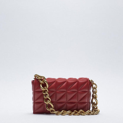 Thick Chain Quilted Shoulder Purse