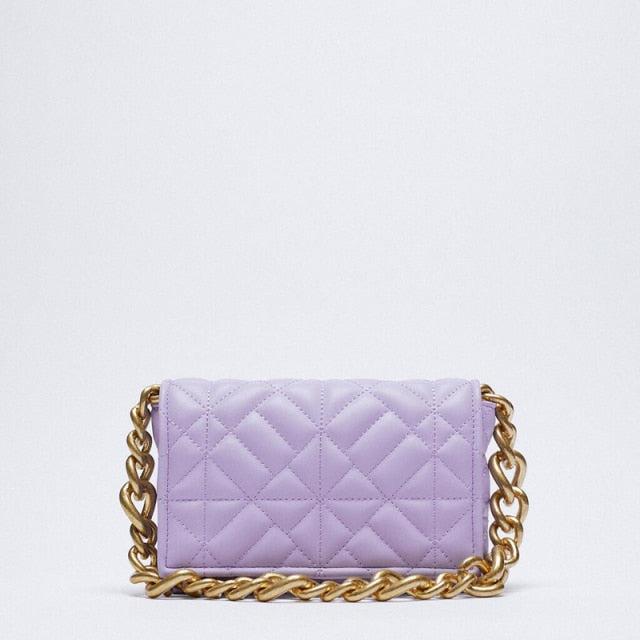 Thick Chain Quilted Shoulder Purse