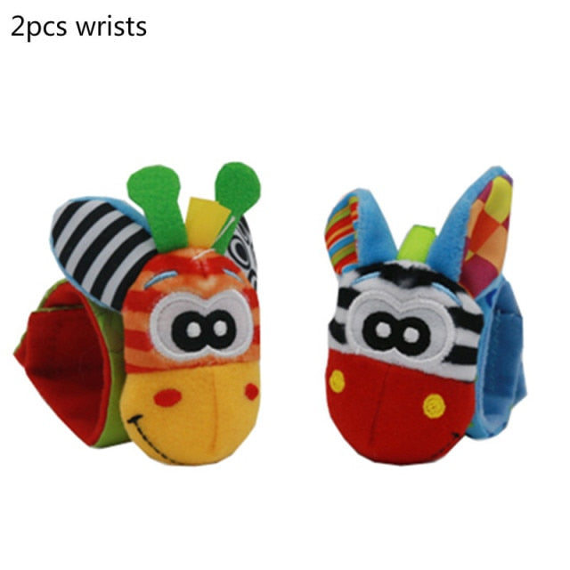 Cartoon Plush Socks Wrist Strap Rattles Baby Toy