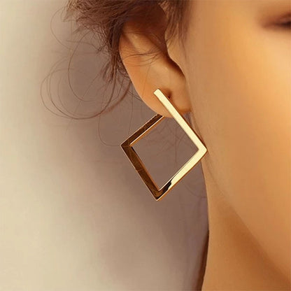 Square Earrings Irregular Stud