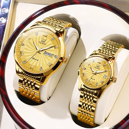 Luxury Gold Couple Watch