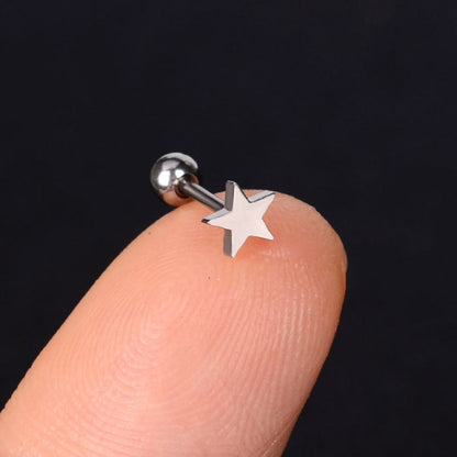 Stainless Steel Mini Stud Earrings Heart Star