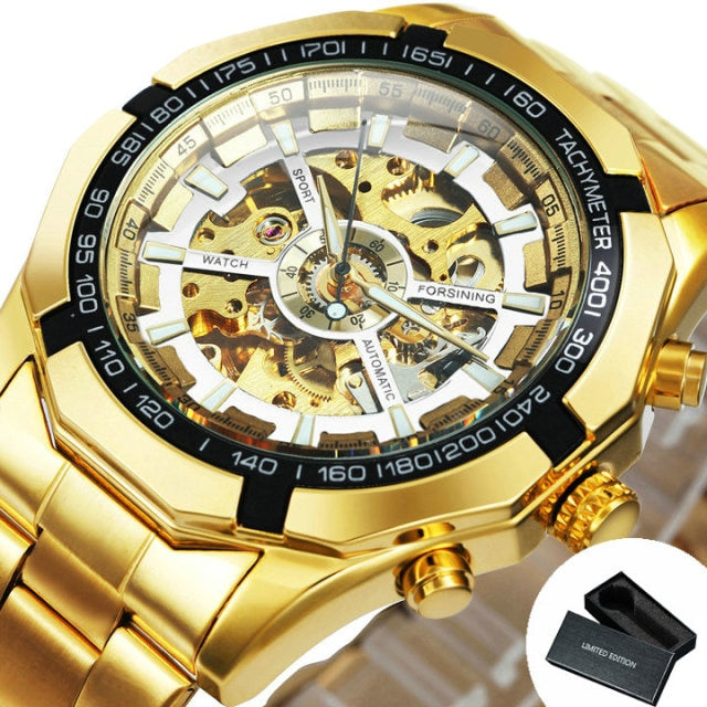 Skeleton Automatic Mechanical Watch Gold