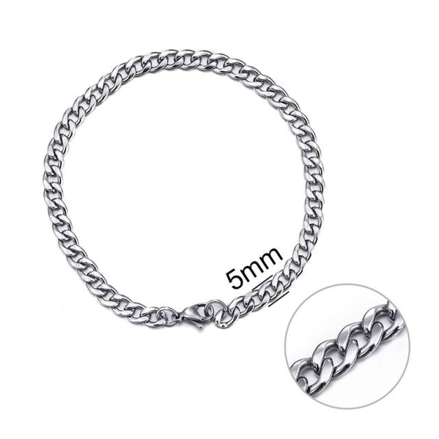 Chain Bracelet Stainless Steel Curb Cuban