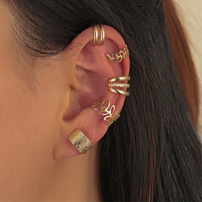 Bohemian Gold Color Ear Cuffs Leaf Clip