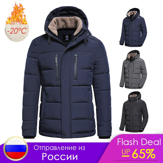 Classic Warm Fleece Detachable Hat Parkas Jacket Coat