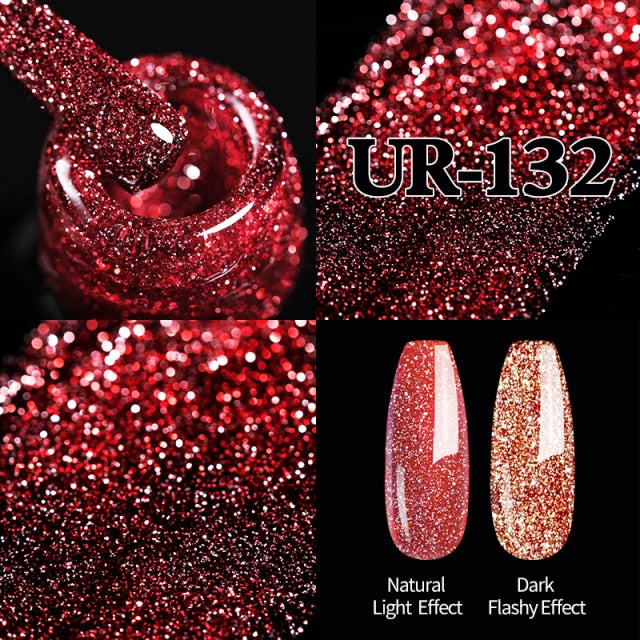 Reflective Glitter UV Gel Nail Polish Rose