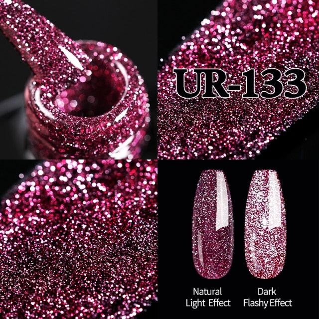 Reflective Glitter UV Gel Nail Polish Rose