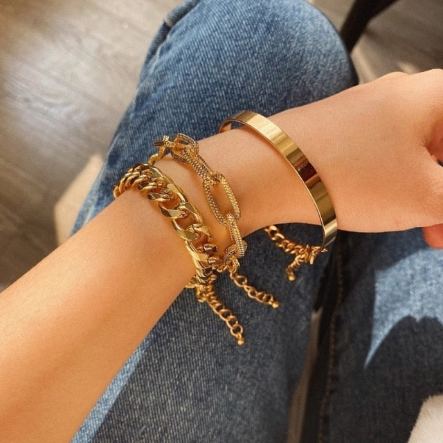 Fashion Punk Curb Cuban Chain Bracelets