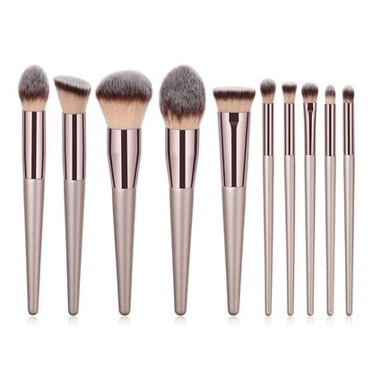 Champagne makeup brushes set for cosmetic