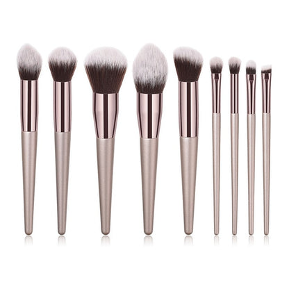 Champagne makeup brushes set for cosmetic