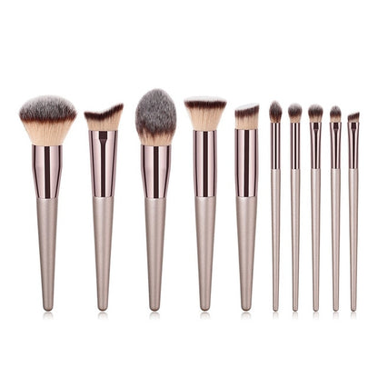 Champagne makeup brushes set for cosmetic