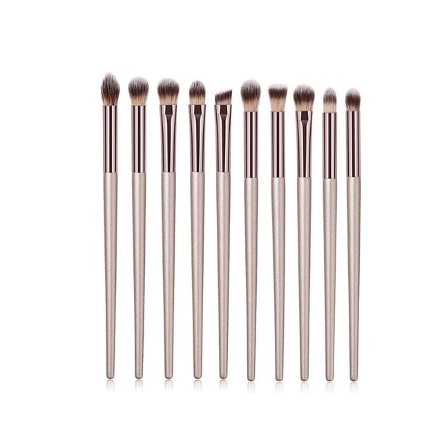 Champagne makeup brushes set for cosmetic