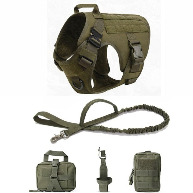 Tactical Dog Harness Leash Metal