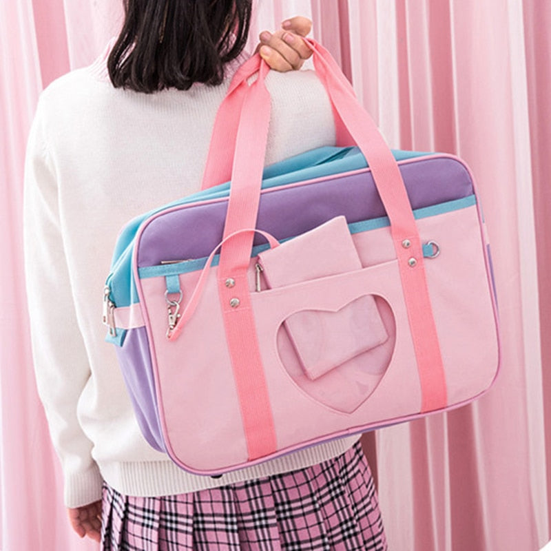 Japanese Preppy Style Pink Uniform Shoulder School Bag