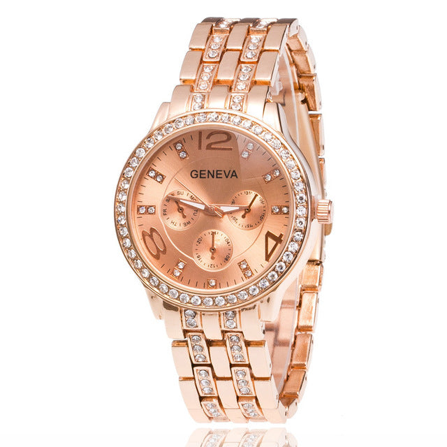 Luxury Geneva Brand Gold Watch