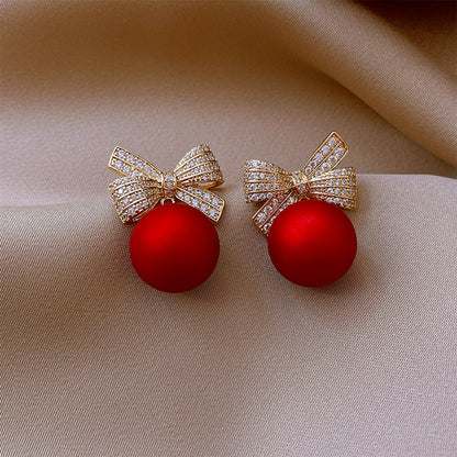 Fashion Crystal Bow Knot Stud Earring