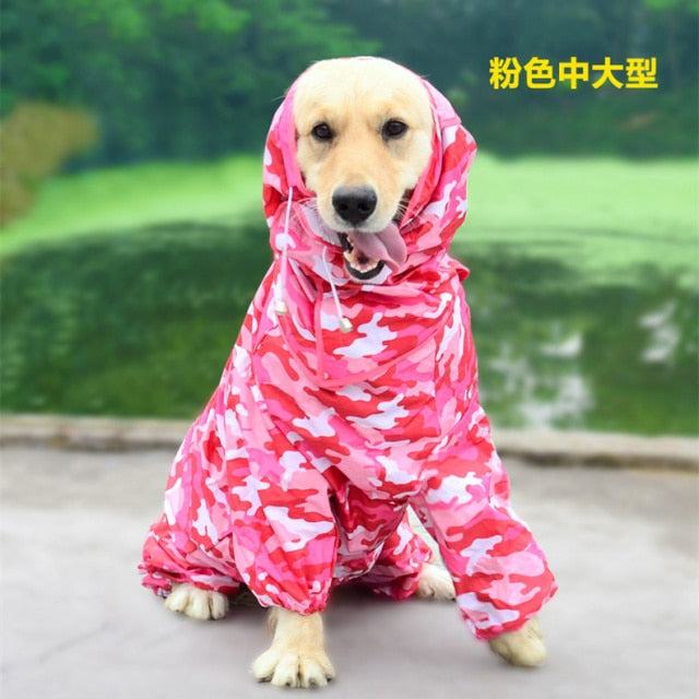 Large Pet Dog Raincoat Waterproof Rain Clothes Jumpsuit