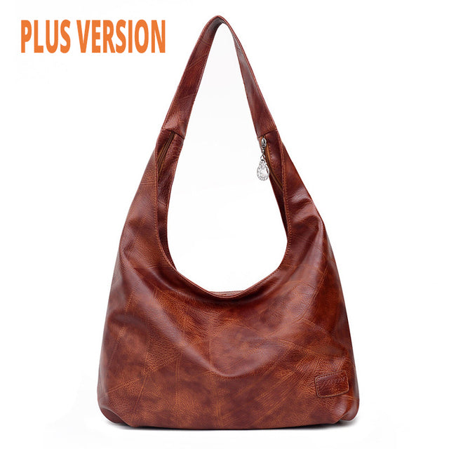 Classic Solid Tote Bag Soft PU Leather