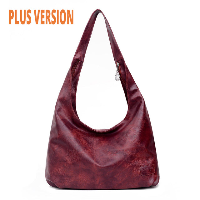 Classic Solid Tote Bag Soft PU Leather