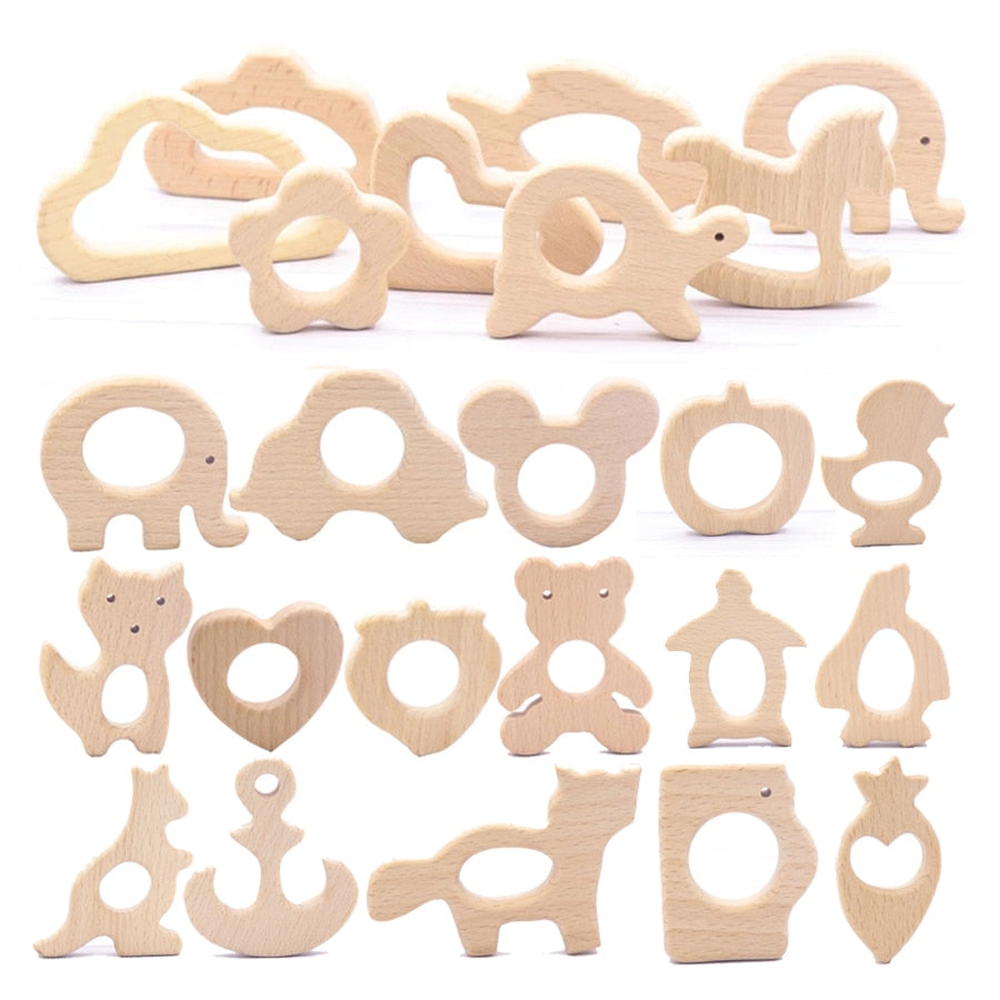 Baby Animal Natural Beech Teething Wooden