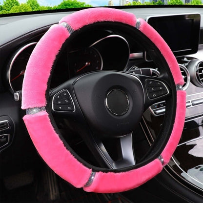 Soft Plush Rhinestone Car Steering Wheel Cover