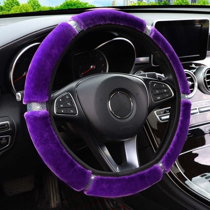 Soft Plush Rhinestone Car Steering Wheel Cover