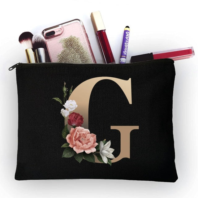 Girl Makeup Golden Letter Pattern Classic Organizer Bag