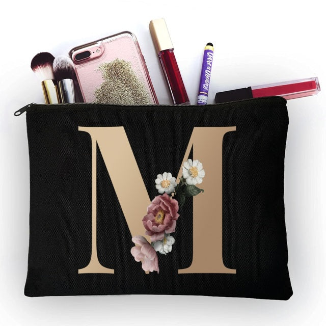 Girl Makeup Golden Letter Pattern Classic Organizer Bag