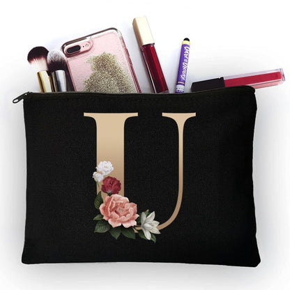 Girl Makeup Golden Letter Pattern Classic Organizer Bag