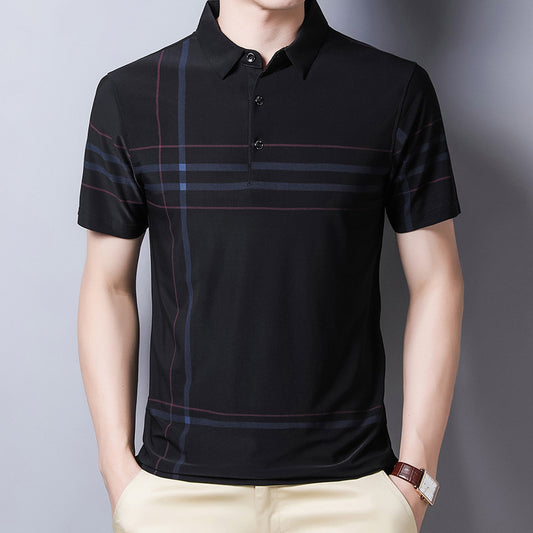 Slim Men Polo Shirt Black Short Sleeve