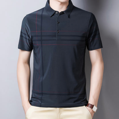 Slim Men Polo Shirt Black Short Sleeve