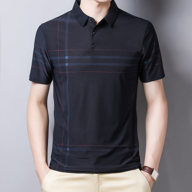 Slim Men Polo Shirt Black Short Sleeve