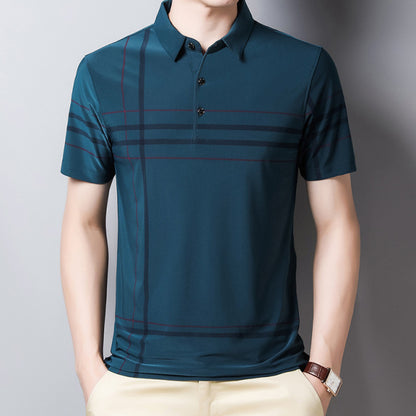 Slim Men Polo Shirt Black Short Sleeve