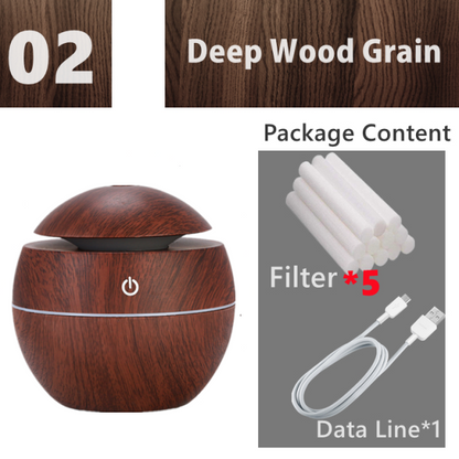 Mini Air Humidifier Ultrasonic USB Aroma Wood