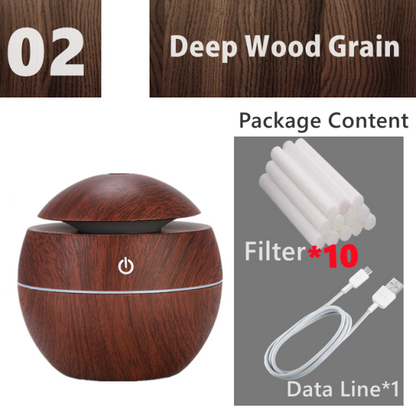 Mini Air Humidifier Ultrasonic USB Aroma Wood