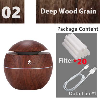 Mini Air Humidifier Ultrasonic USB Aroma Wood