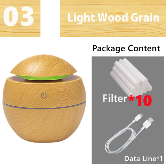 Mini Air Humidifier Ultrasonic USB Aroma Wood