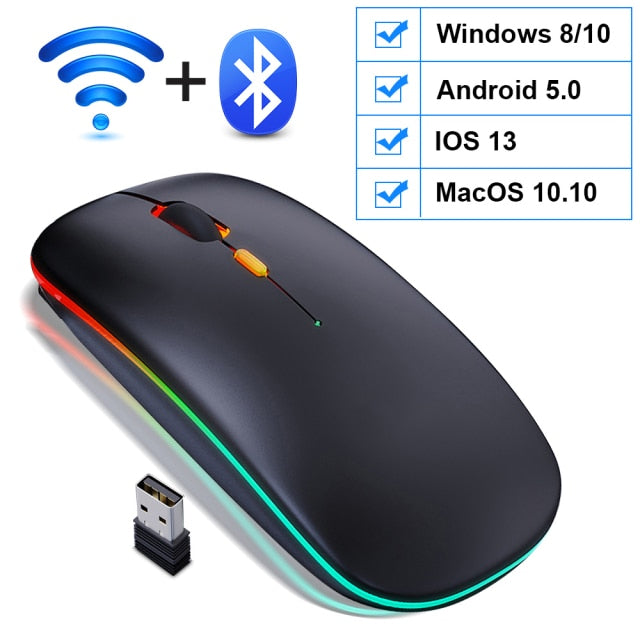 Wireless Mouse Bluetooth RGB Rechargeable Mouse