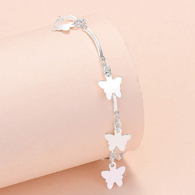 925 Sterling Silver Butterfly Cross Charms Bracelets