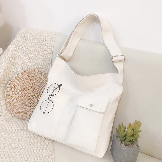 Tote Canvas Simple Soft Fashion Cross body  Bag