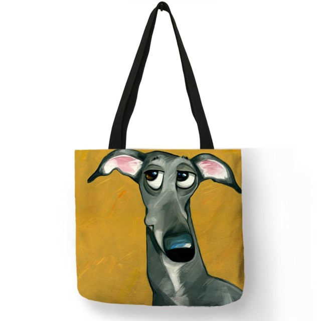 Customize Shopping Tote Greyhound Black Dog